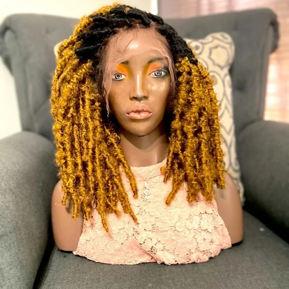 Two toned ombré butterfly locs wig Blue Purple Distressed Butterfly Locs Braided Wig – Braided  main image 3